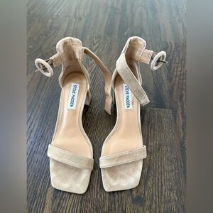 Steve Madden Women's Suede Tan Heeled Sandals